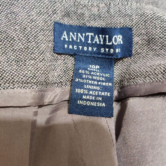 Ann Taylor Factory 10P Purple Black Wool Blend Trousers Petite Wide Leg Pants - Picture 5 of 6